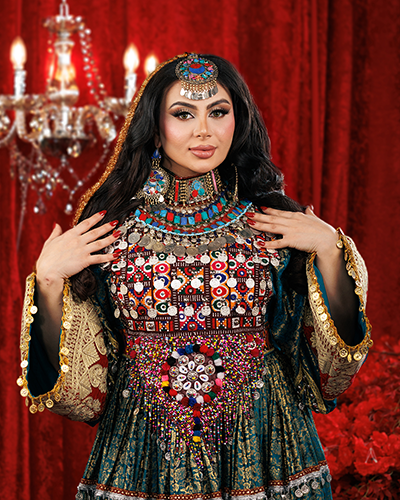 Family and friends celebrating at a colorful henna night event
